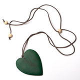Suzie Blue Simple Wooden Heart Necklace
