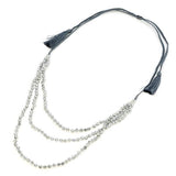 Suzie Blue Triple Strand Crystal Bead Necklace