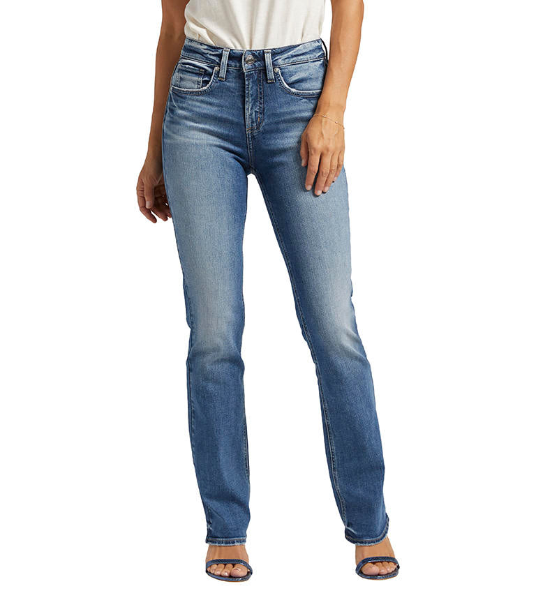 This fit offers a high rise and slim boot leg cut, constructed from indigo denim with 92%, 7% polyester and 1% elastane for a soft and comfortable power stretch.