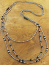 Suzie Blue Black & Silver Long 3 Strand Necklace