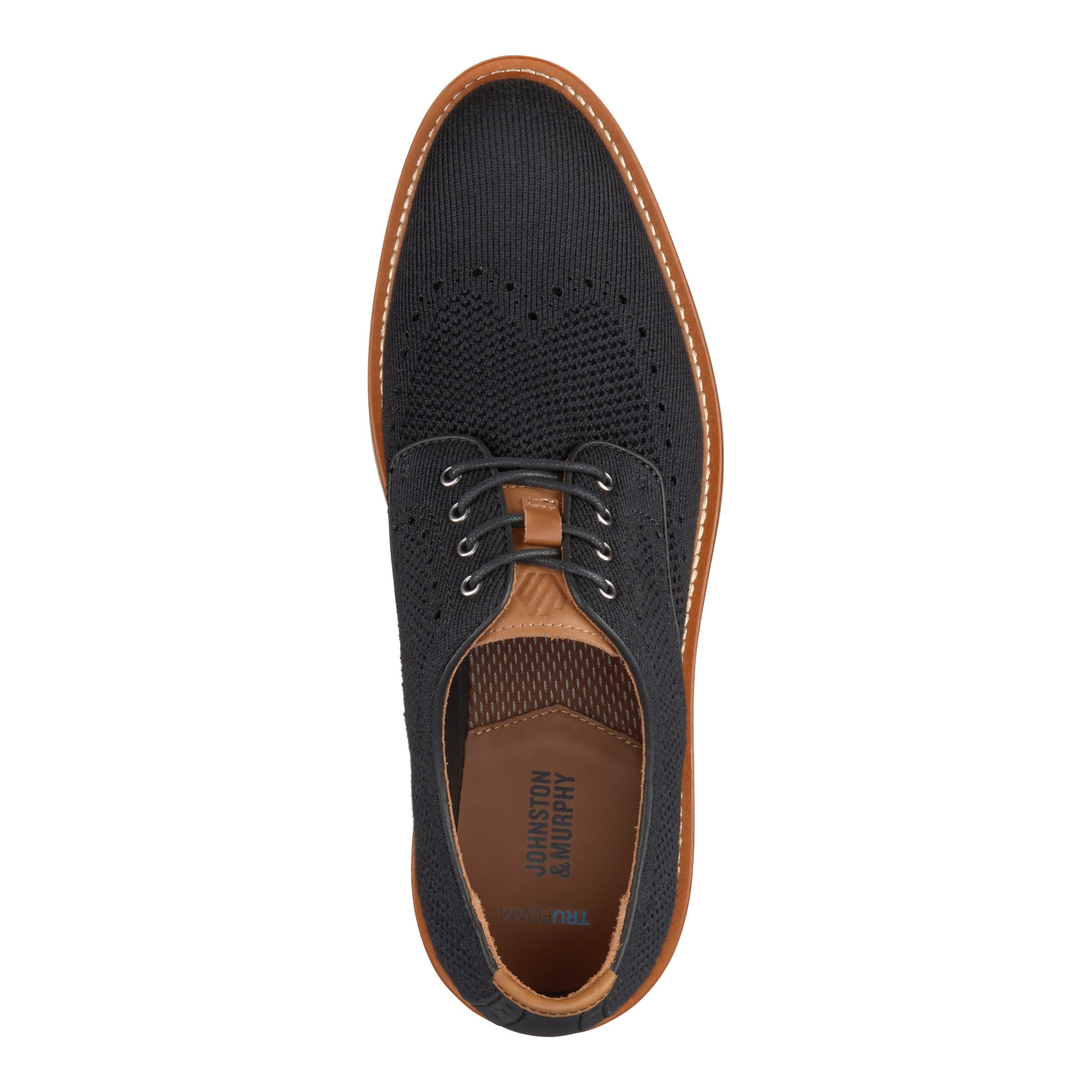 Incredibly light and flexible in airy knit with leather trim. Refined details including double-stitched leather welt, vachetta leather accents, and contrast welt stitching.  Leather/anti-microbial mesh lining.  Removable, molded memory-foam cushioned insole.  TRUFOAM sole for lightweight comfort.